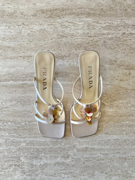 Prada Shoes - Vintage Prada Paillette Mule Sandal Heels